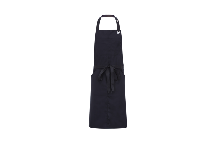Black Comptoir apron with eyelets